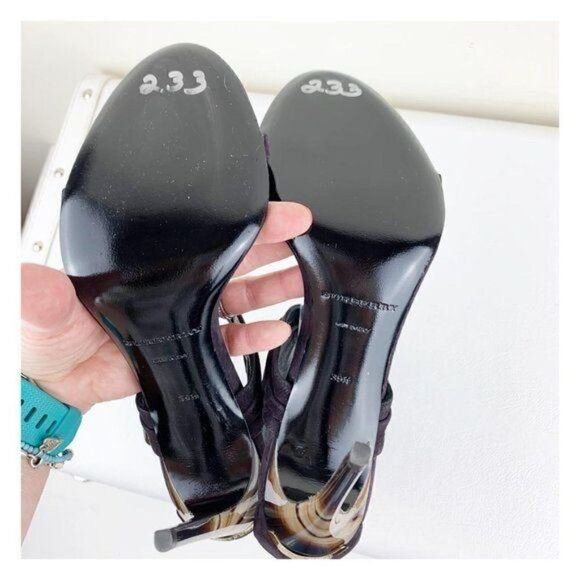 Burberry Marham Purple Suede Trench Ankle Wrap Ombré Heel Buckle Sandal 9 - Picture 10 of 13